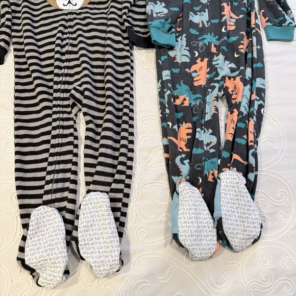 Carter’s Toddler Boy Footed Pajamas Set Size 4T Fleece Pjs Soft Zip Dinosaurs - Picture 4 of 6